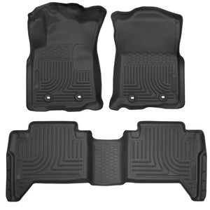 Husky Liners 18-23 Toyota Tacoma (M/T) Double Cab WeatherBeater Front & 2nd Row Floor Liners - Black