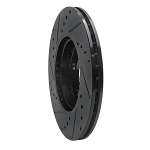 R1 14-21 Mini Cooper Clubman Front Right Drilled & Slotted Black Brake Rotor