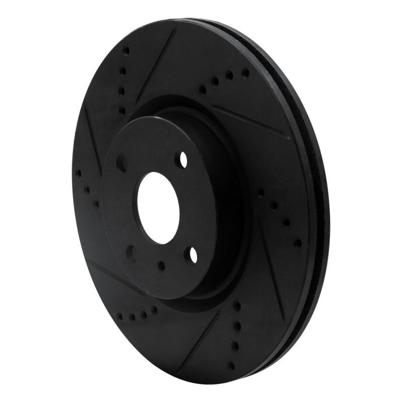 R1 2016-2025 Fiat 124 Spider Front Left Drilled & Slotted Black Brake Rotor