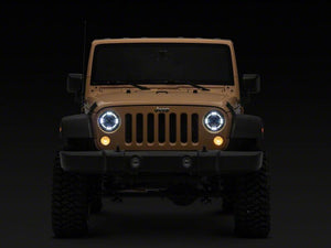 Raxiom 07-18 Jeep Wrangler JK Axial Series Quatro LED Headlights- Black Housing- Clear Lens