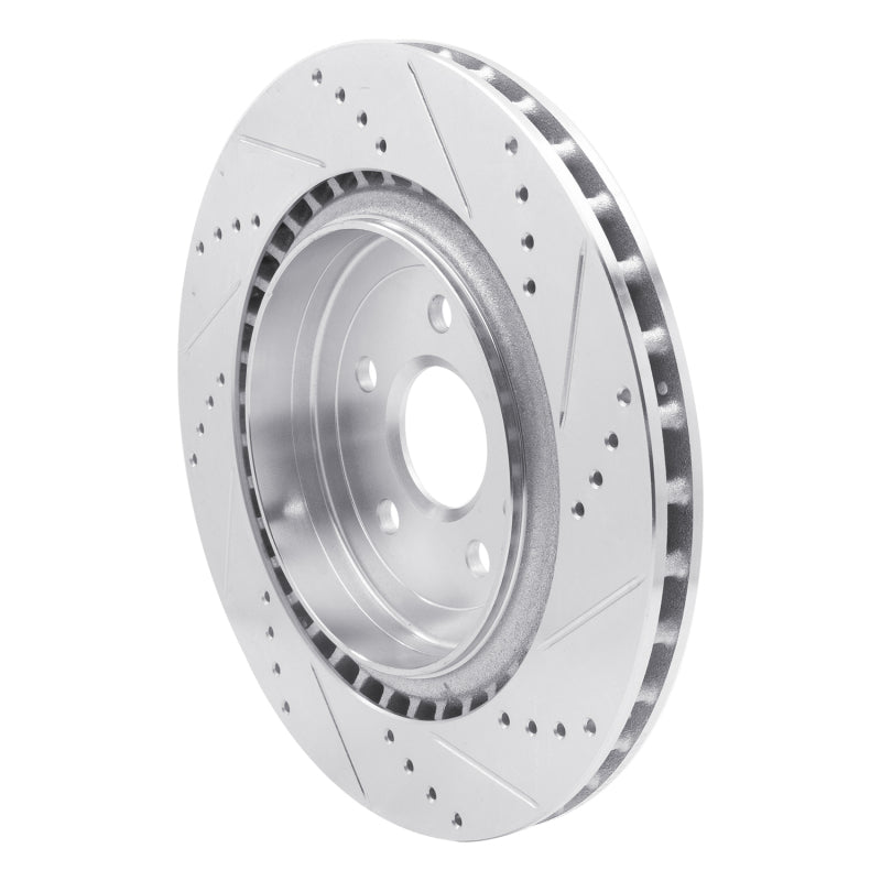 R1 09-24 Cadillac CTS Rear Left Drilled & Slotted Silver Brake Rotor