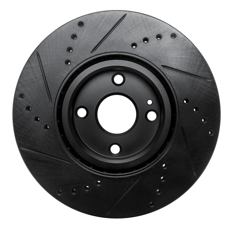 R1 16-25 Fiat 124 Spider Front Right Drilled & Slotted Black Brake Rotor