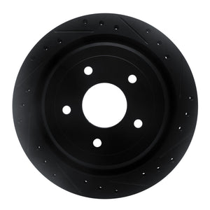 R1 97-13 Cadillac XLR Rear Right Drilled & Slotted Black Brake Rotor