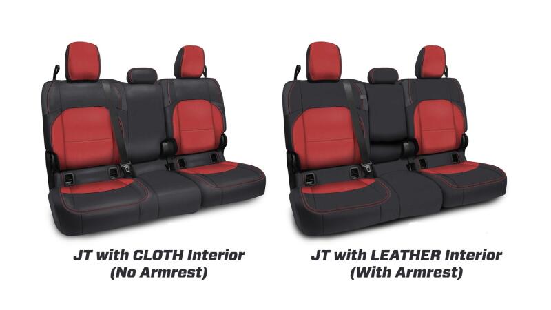 PRP 2020+ Jeep Gladiator JT Rear Bench Cover with Leather Interior - Black/Red