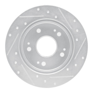 R1 06-15 Honda Civic Si Rear Left Drilled & Slotted Silver Brake Rotor