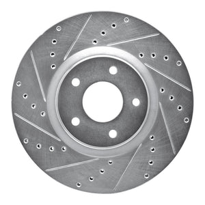 R1 07-17 Nissan Juke Front Left Drilled & Slotted Silver Brake Rotor