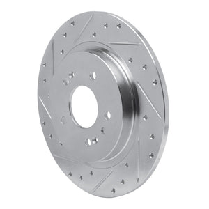 R1 19-25 Hyundai SANTA FE Rear Left Drilled & Slotted Silver Brake Rotor