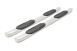 Rough Country Oval Nerf Steps Stainless | Crew Cab | Chevy/GMC 1500/2500HD/3500HD (19-26)