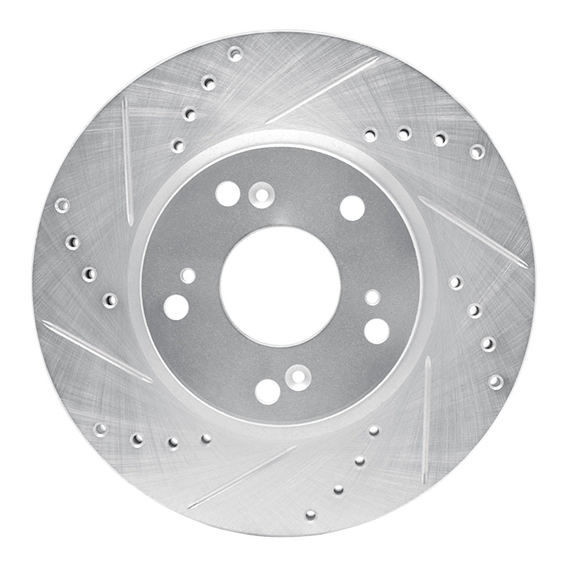 R1 03-17 Acura ILX Front Left Drilled & Slotted Silver Brake Rotor