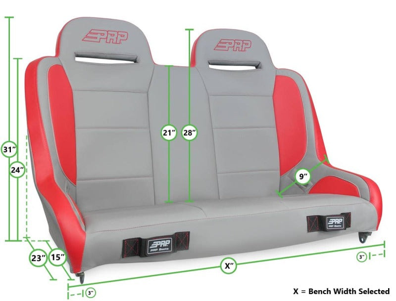 PRP Jeep CJ-7/Wrangler YJ Elite Series Rear Bench- Red
