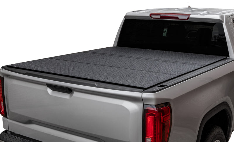 Access 07-21 Toyota Tundra 6ft 6in Bed (w/ Deck Rails) LOMAX Tri-Fold Cover - Urethane Diamond Plate