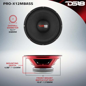 DS18 12in 500 Watts RMS 8 ohm Mid-Bass Loudspeaker
