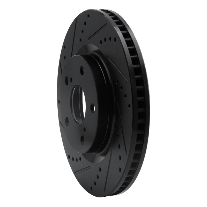 R1 01-07 Peugeot 607 (Mexico) Front Left Drilled & Slotted Black Brake Rotor