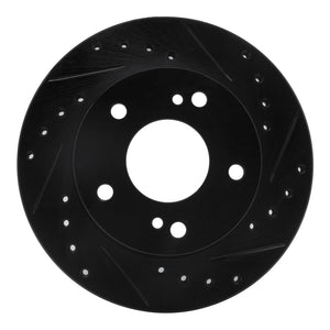 R1 94-96 Nissan 240SX Front Right Drilled & Slotted Black Brake Rotor