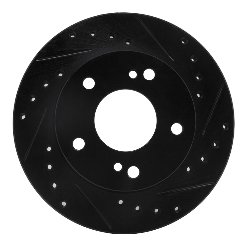 R1 94-96 Nissan 240SX Front Right Drilled & Slotted Black Brake Rotor