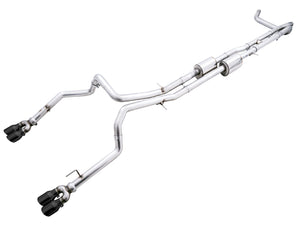 AWE Tuning 4th Gen GM 1500 6.2L 0FG Cat-Back Split Rear Exit (w/ Bumper Cutouts) - Quad Diamond Tips