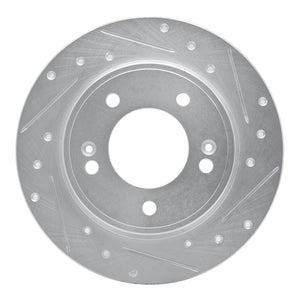 R1 17-25 Hyundai Elantra Rear Right Drilled & Slotted Silver Brake Rotor