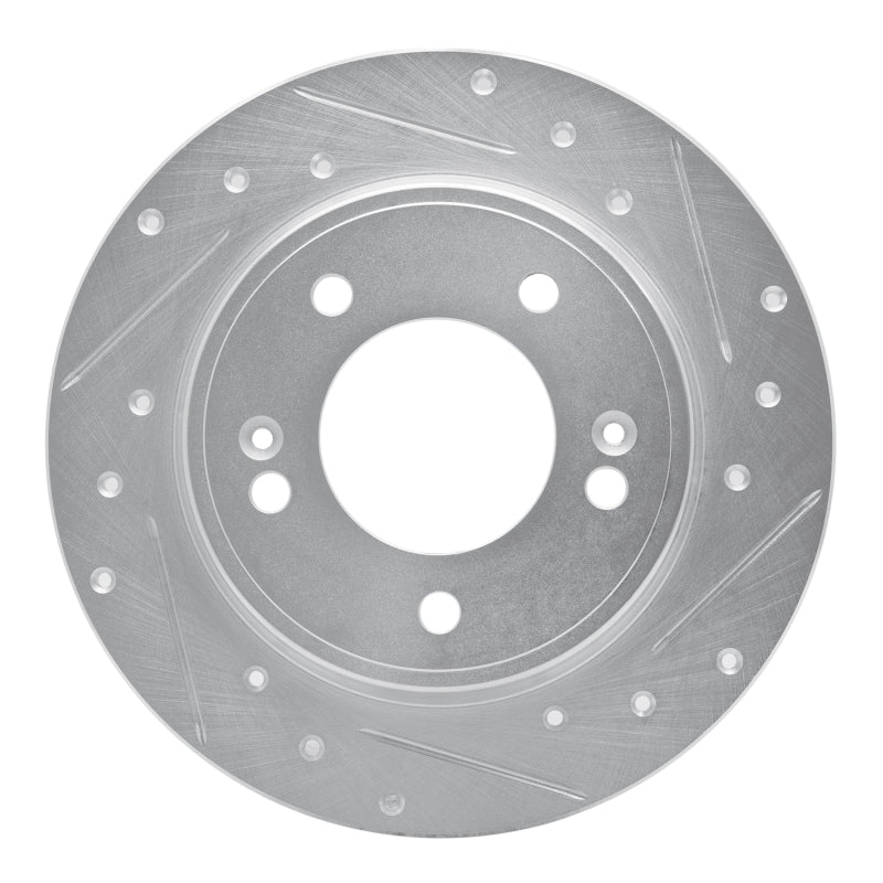 R1 17-25 Hyundai Elantra Rear Right Drilled & Slotted Silver Brake Rotor