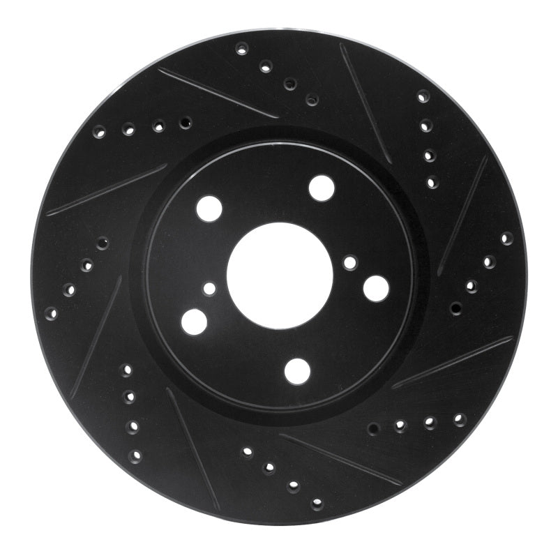 R1 21-23 Dodge CHALLENGER Left Front Drilled & Slotted Black Brake Rotor