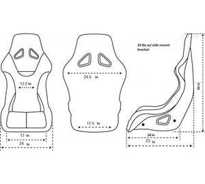 NRG FRP Bucket Seat Black - X Large