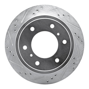 R1 00-06 Mitsubishi Montero Rear Left Drilled & Slotted Silver Brake Rotor