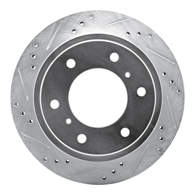 R1 00-06 Mitsubishi Montero Rear Left Drilled & Slotted Silver Brake Rotor