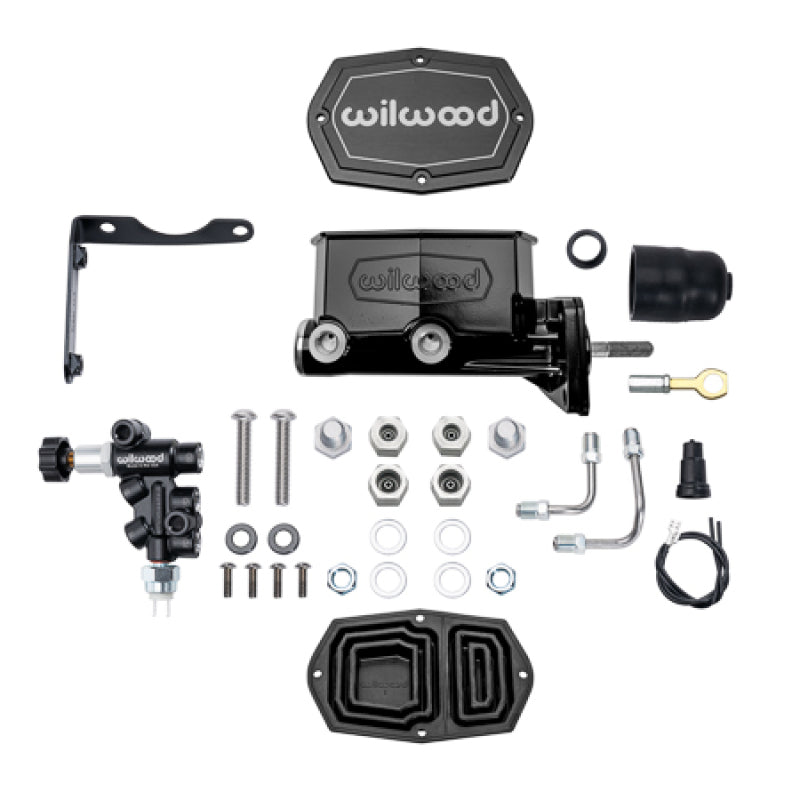 Wilwood MOPAR Compact Tandem M/C Kit w/ P-Valve & Pushrod 15/16in Bore - Black