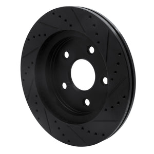 R1 08-12 Jeep J8 Front Left Drilled & Slotted Black Brake Rotor