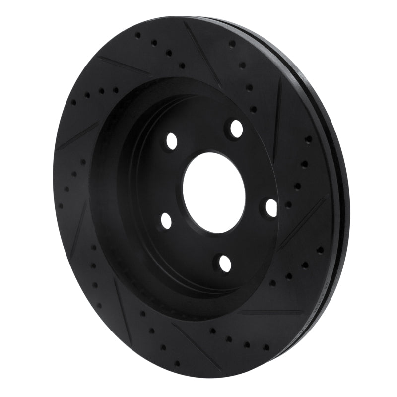 R1 08-12 Jeep J8 Front Left Drilled & Slotted Black Brake Rotor