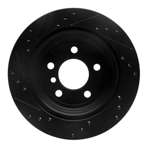 R1 06-20 BMW 325XI Rear Right Drilled & Slotted Black Brake Rotor