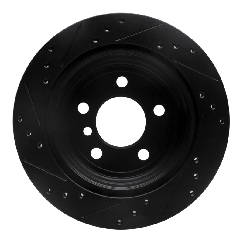 R1 06-20 BMW 325XI Rear Right Drilled & Slotted Black Brake Rotor