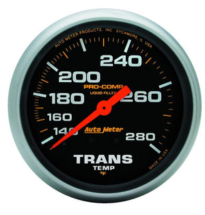 Autometer Liquid Filled Mechanical 66.7mm 140-280 deg F Temperature Gauge Includes 8 ft Tubing