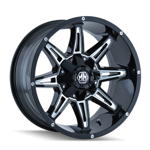 Mayhem 8090 Rampage 20x9 / 8x165.1 BP / 0mm Offset / 130.8mm Hub Gloss Black Milled Wheel