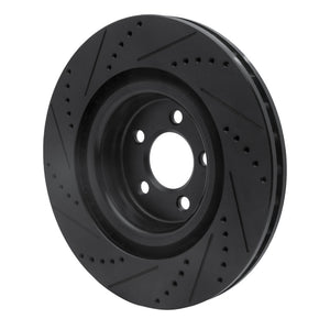 R1 05-23 Chrysler 300 Front Left Drilled & Slotted Black Brake Rotor