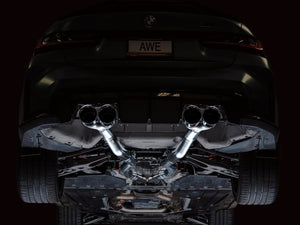 AWE Tuning Track Edition Cat-Back Exhaust for BMW G8X M3/M4 - Chrome Silver Tips
