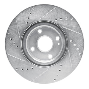 R1 2016-2025 Fiat 124 Spider Front Right Drilled & Slotted Silver Brake Rotor