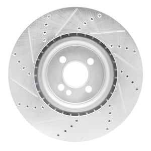 R1 13-13 Mini Cooper (Excl Clubman) Front Right Drilled & Slotted Silver Brake Rotor
