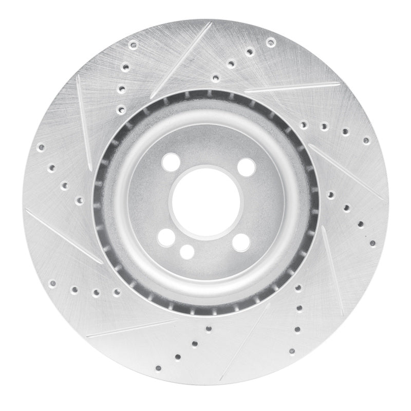R1 13-13 Mini Cooper (Excl Clubman) Front Right Drilled & Slotted Silver Brake Rotor