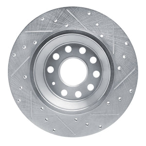 R1 16-25 Audi Q3 Rear Left Drilled & Slotted Silver Brake Rotor