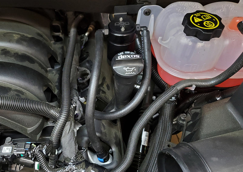 J&L 19-26 Chevrolet Silverado/GMC Sierra 1500 5.3L V8 Driver Side Oil Separator 3.0 - Black Anod