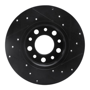 R1 15-25 Alfa Romeo Tonale Rear Left Drilled & Slotted Black Brake Rotor