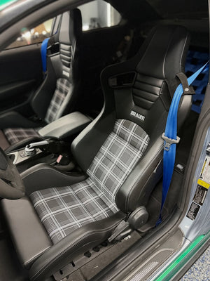 BRAUM Racing ELITE-S Series Sport Reclinable Seats - Priced Per Pair BLack Leatherette / Grey Plaid