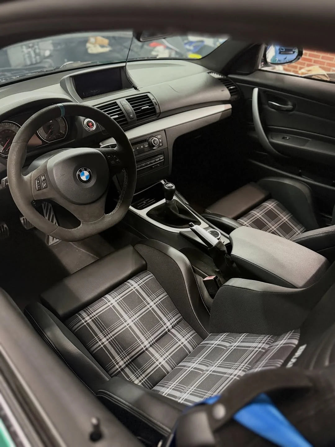 BRAUM Racing ELITE-S Series Sport Reclinable Seats - Priced Per Pair BLack Leatherette / Grey Plaid