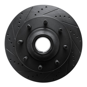 R1 03-05 Ford F-350 Super Duty 2WD Front Left Drilled & Slotted Black Brake Rotor