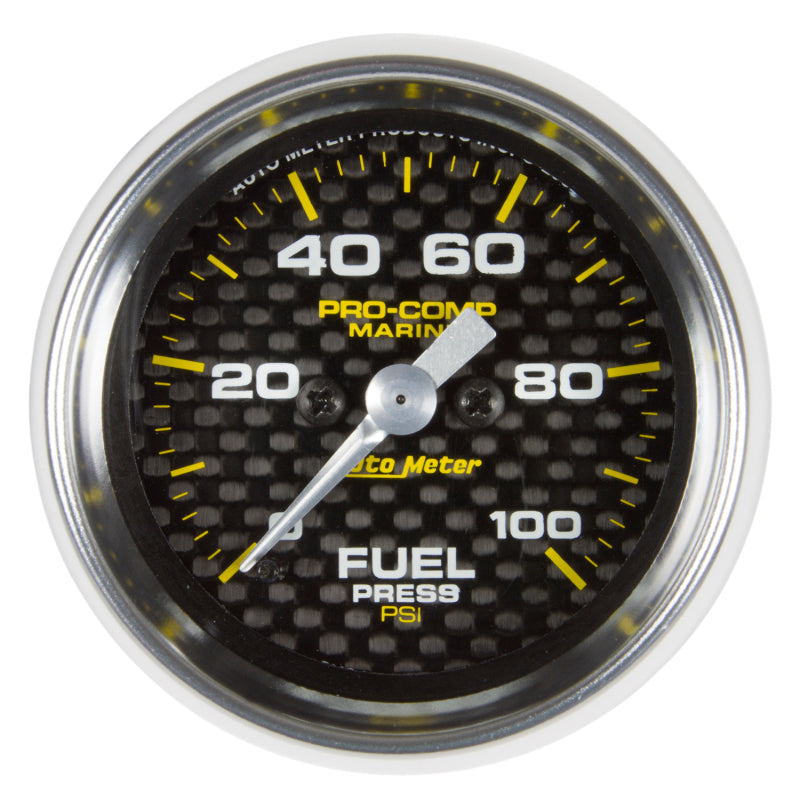 Autometer Marine Carbon Fiber 2-1/16in 100 PSI Digital Stepper Motor Fuel Pressure Gauge