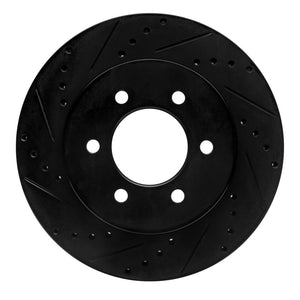 R1 99-07 Ford E-350 Econoline Club Wagon Rear Left Drilled & Slotted Black Brake Rotor