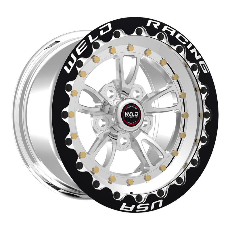 Weld Full Throttle Beadlock 15x10/5x120/7.5 BS/3.18 HB-Polished Cntr-Pol. Shell-Black SBL MT Wheel