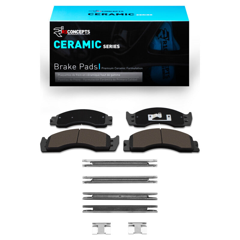 R1 88-07 Ford F-53 Motorhome Chassis Front/Rear Ceramic Pads & Hardware Kit