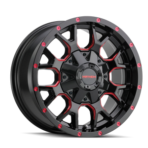 Mayhem 8015 Warrior 20x9 / 5x127 BP / 0mm Offset / 87mm Hub Black w/ Prism Red Wheel