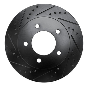 R1 97-04 Ford F-150 4WD Front Left Drilled & Slotted Black Brake Rotor